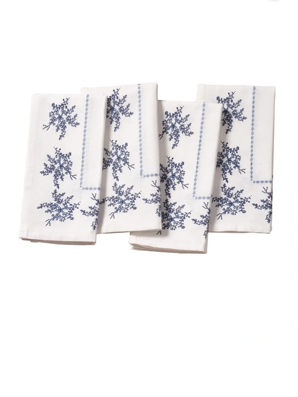 My Texas House Blue & White Floral Cotton Cloth Napkins 20” x 20” set of 4 NWT